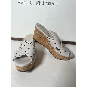 Chocolat Blu Womens Wilbert Wedge Sandals Sz 7 Leather Cork Platform Ice.